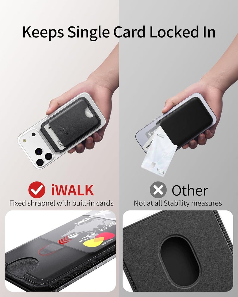 iWalk Stronger Magnetic Wallet, Upgraded for MagSafe Wallet, RFID Blocking, 5 Card Holder with Adjustable Stand, Slim Leather Phone Wallets for iPhone 17/16/15/14/13/12 Series, iPhone Wallets - Image 5
